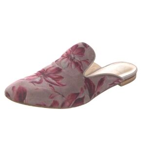 Dee Keller Velvet Floral Print Semi-Pointed Toes Mules Size 36.5 US 6